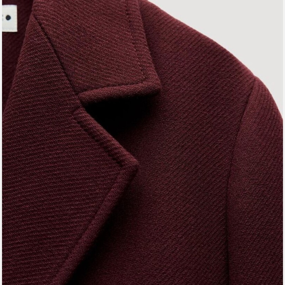 Zara Burgundy Double-Breasted Trench Coat - Picture 7 of 13